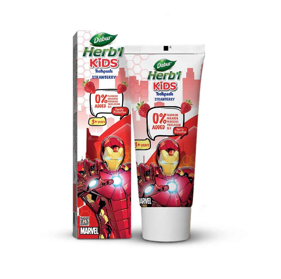 Dabur Herb'l Kids Toothpaste, Ironman (for 3+ years) (Strawberry flavour)