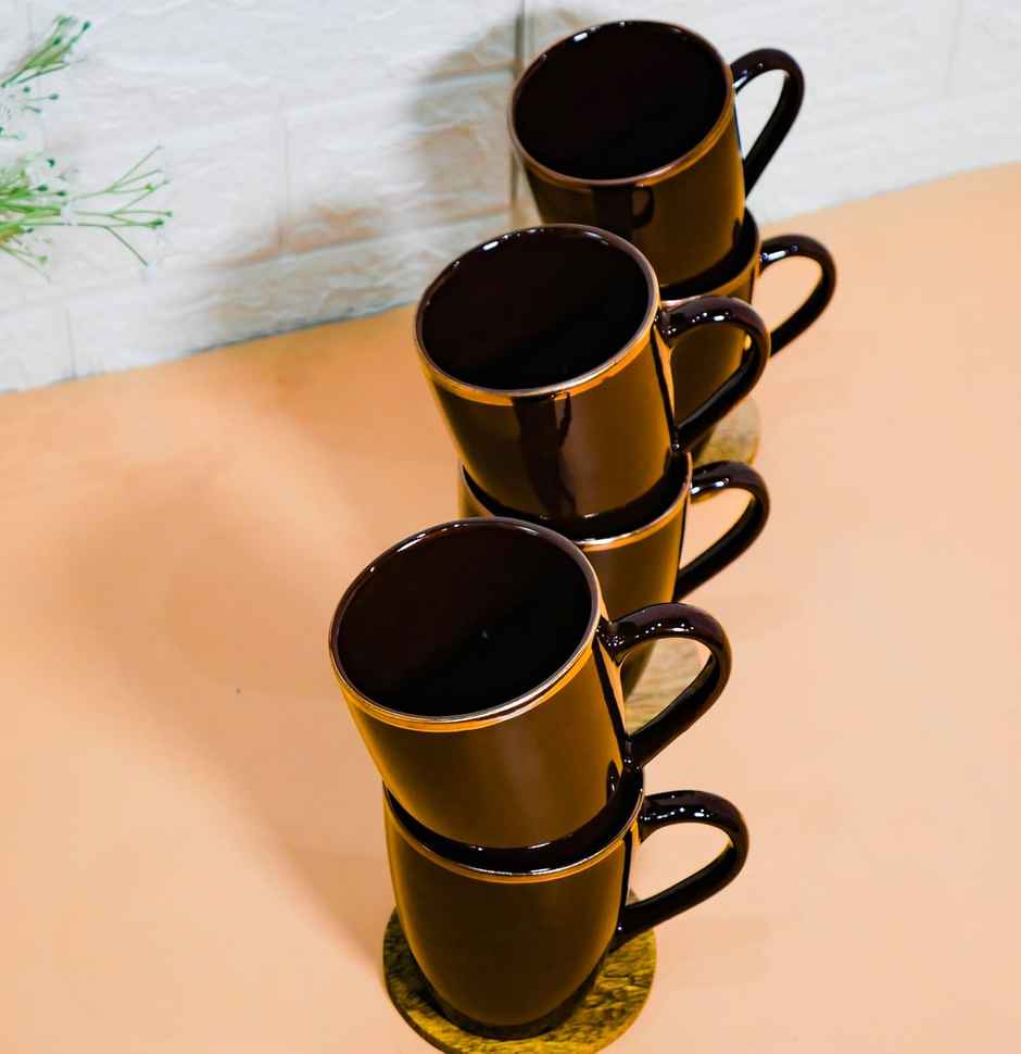 Femora 22K Liquid Gold Ceramic Coffee Mug (320Ml) Brown 2 Piece