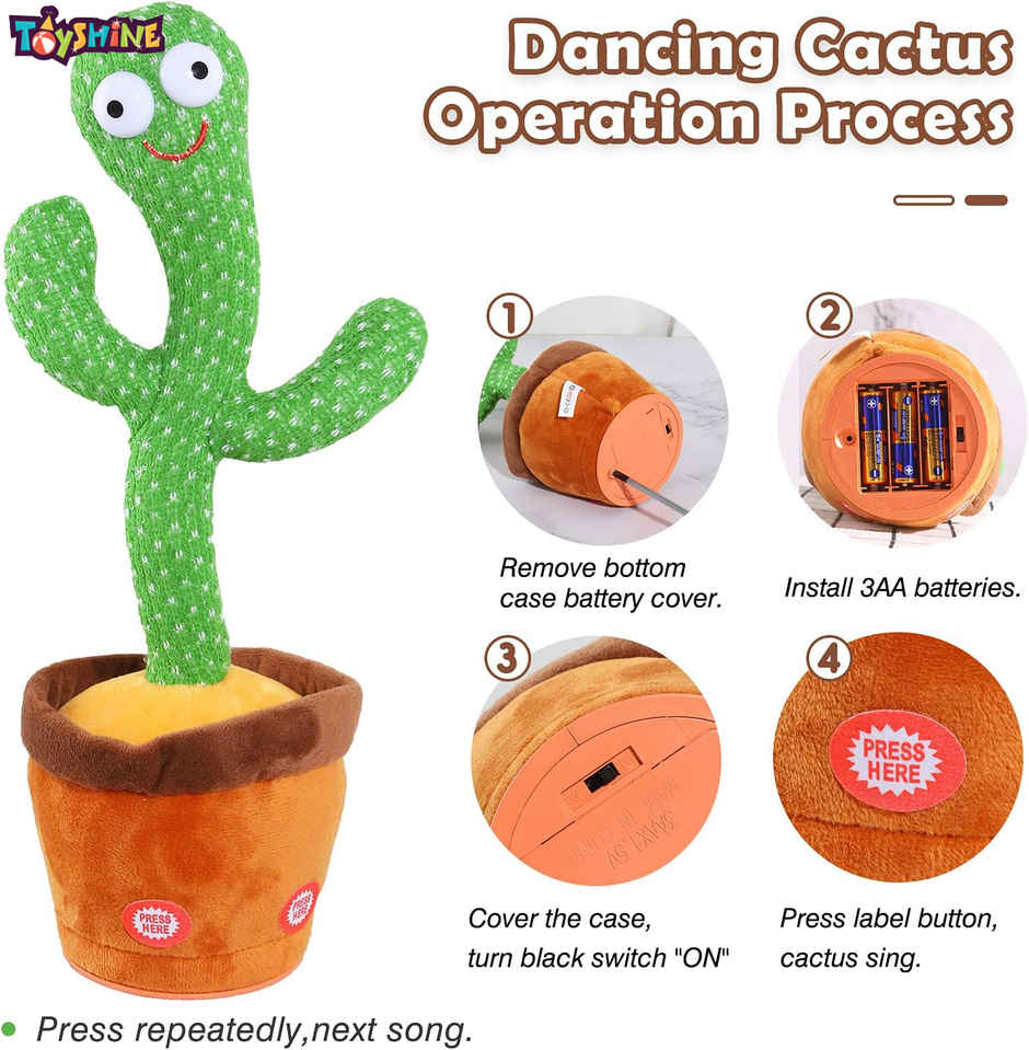Toyshine Dancing Cactus Toy, Singing and Mimicking Toy with LED Lights