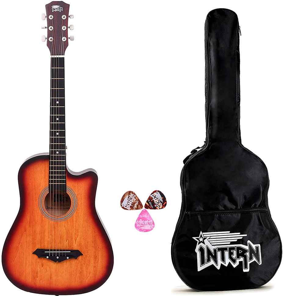 Intern Int-38C-Lgp-3Ts 38 Inch Right Hand Linden Wood Acoustic Guitar Kit | Sunburst