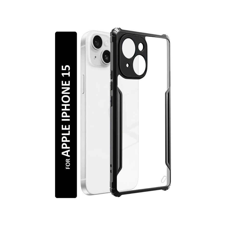 Kwine Case Apple Iphone 15 Back Cover - Black Bordered Transparent Case