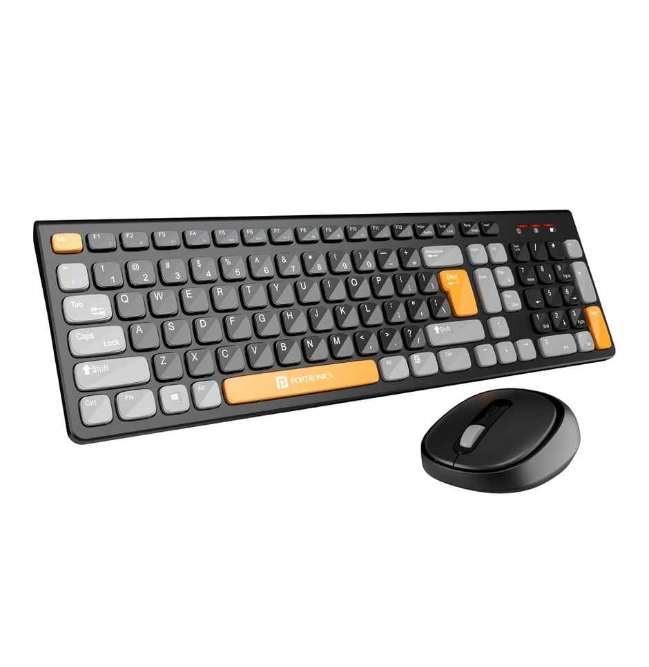 Portronics Wireless Keyboard & Mouse Combo(Black Orange)