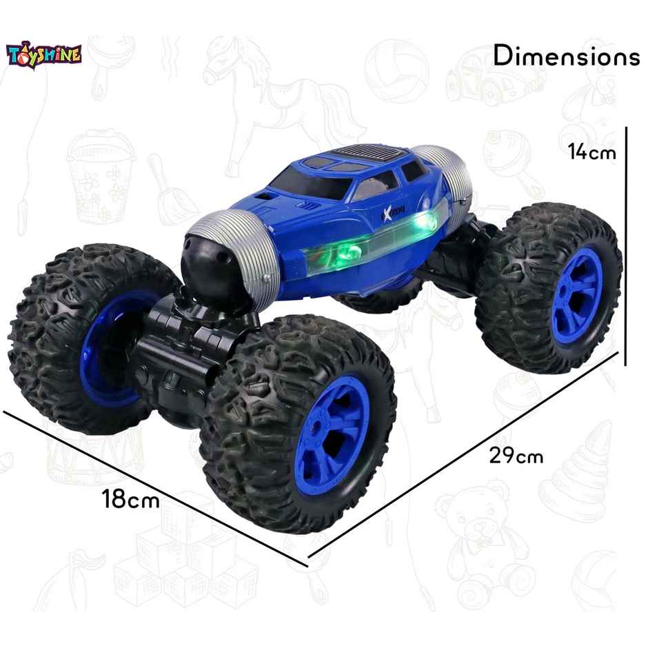Toyshine 1:16 Scale Double-sided Rotating Remote-controlled Toy Car With Elevated Chassis - Blue