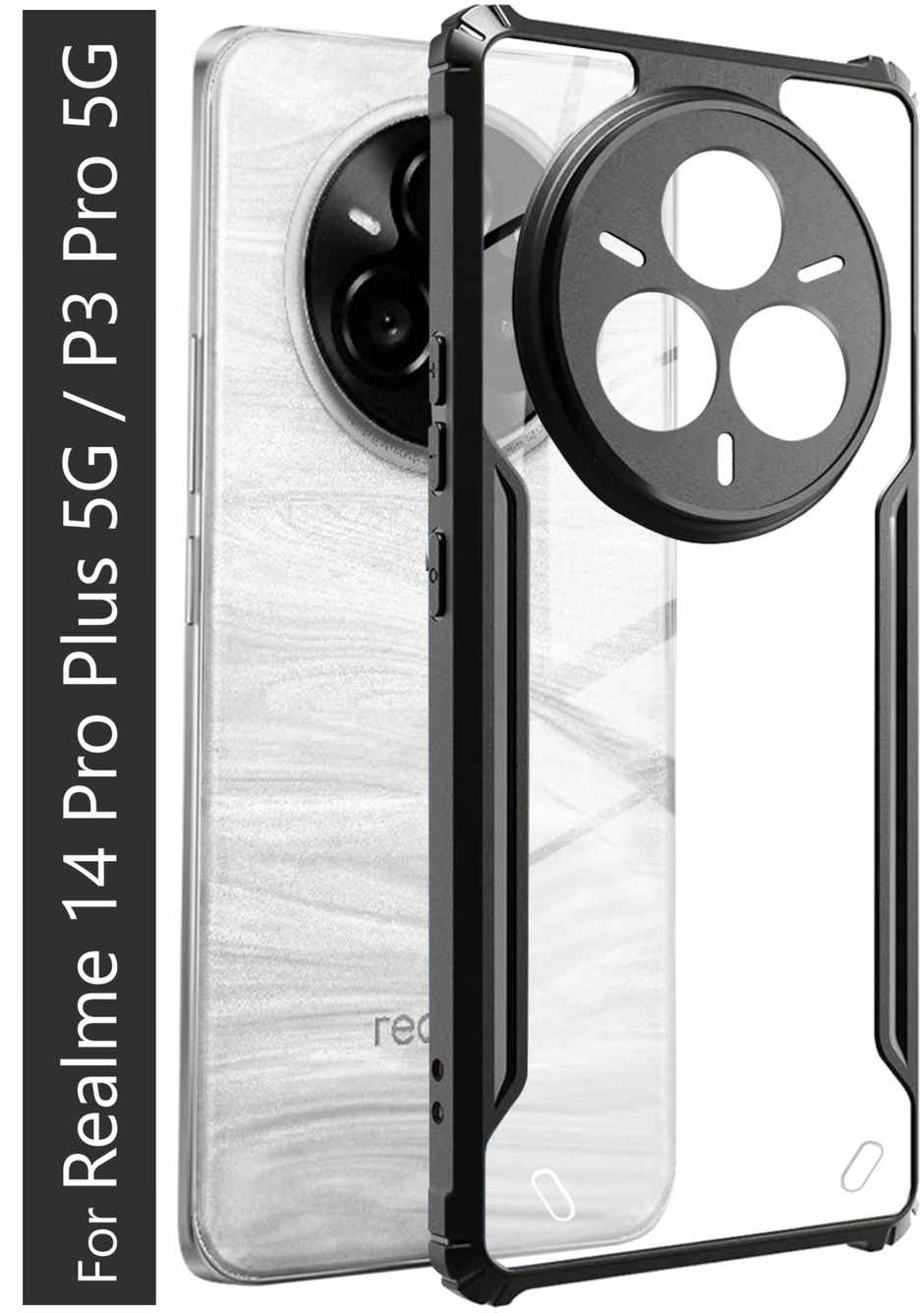 Kwine Case Realme P3 Pro 5G / Realme 14 Pro Plus 5G Back Cover - Black Bordered Transparent Case