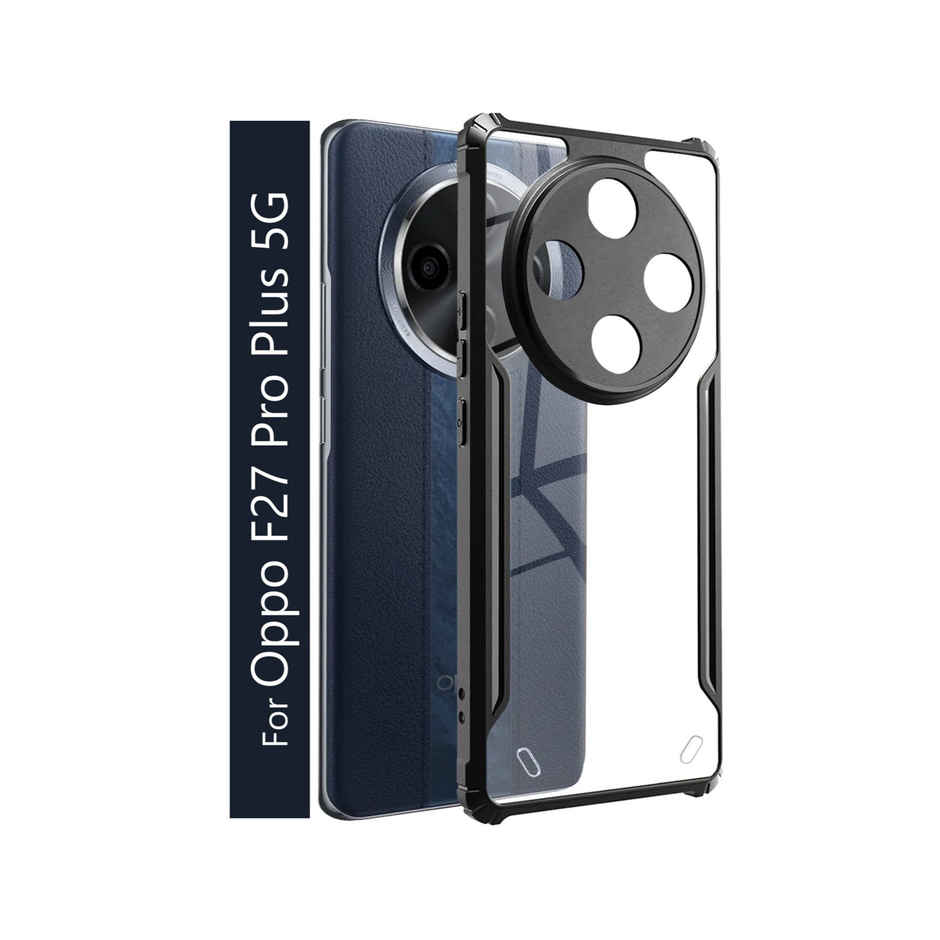 Kwine Case Oppo F27 Pro Plus 5G Back Cover - Black Bordered Transparent Case