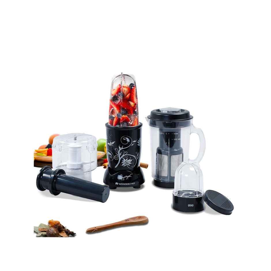 Wonderchef Nutri - Blend Juicer | Mixer | Grinder & Chopper | 400W | 3 Jars & 1 Chopper - Black