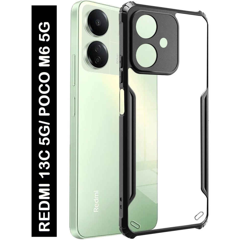 Kwine Case Redmi 13C 5G / Poco M6 5G Back Cover - Black Bordered Transparent Case