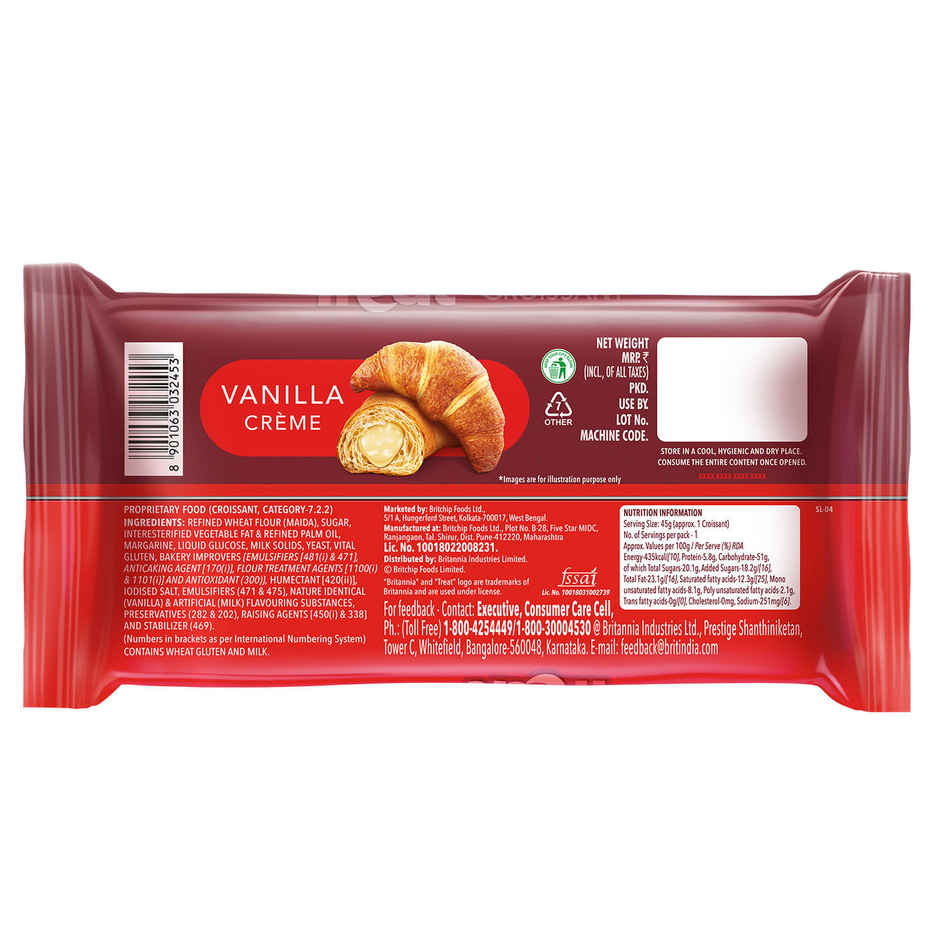 Britannia Treat Croissant | with Vanilla Creme Filling Veg