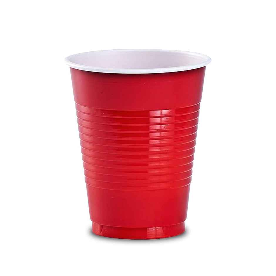URGO 480 ml Premium Party Cups | Pack of 10 | Red Disposable Glass