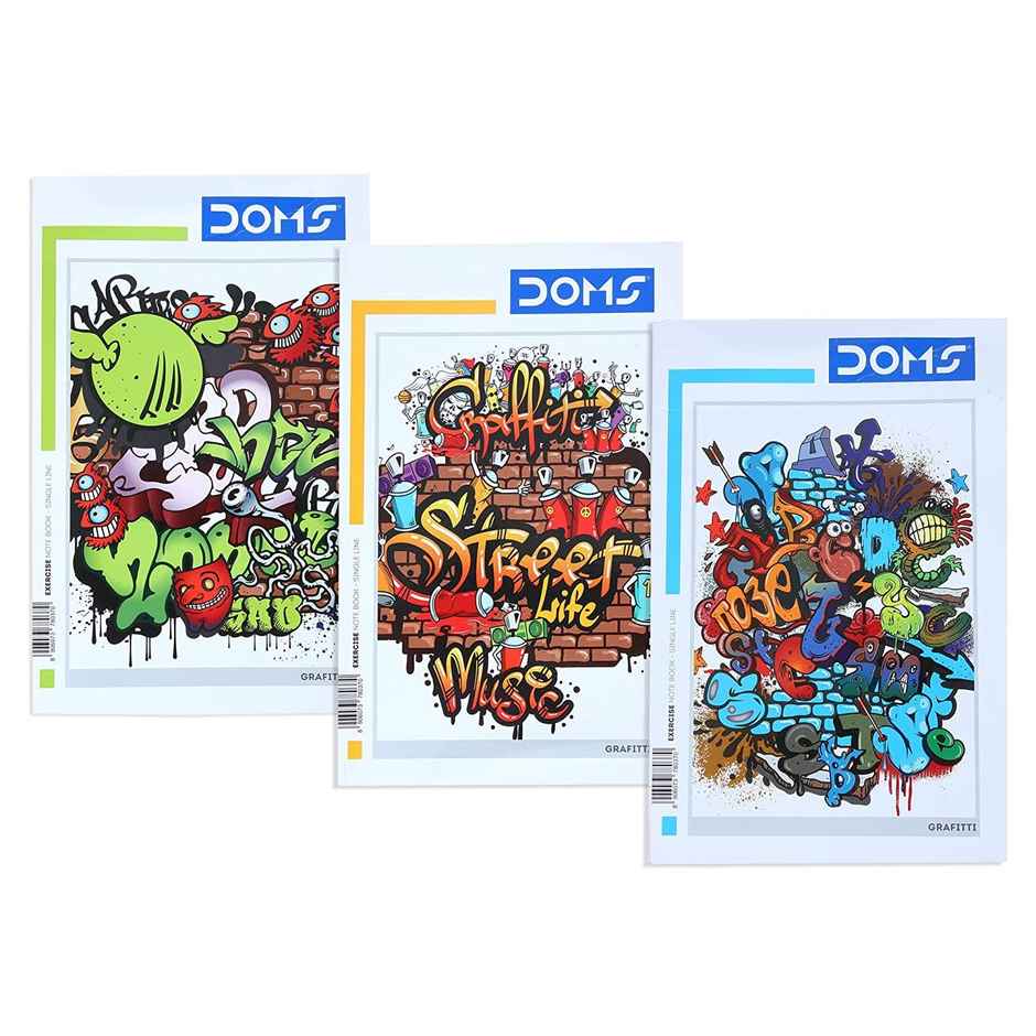 Doms Single Line (Grafiti Series) Note Book - 300 Pages Combo