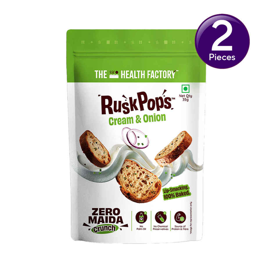 The Health Factory Toasted Snack Pops Cream & Onion | Zero Maida Combo