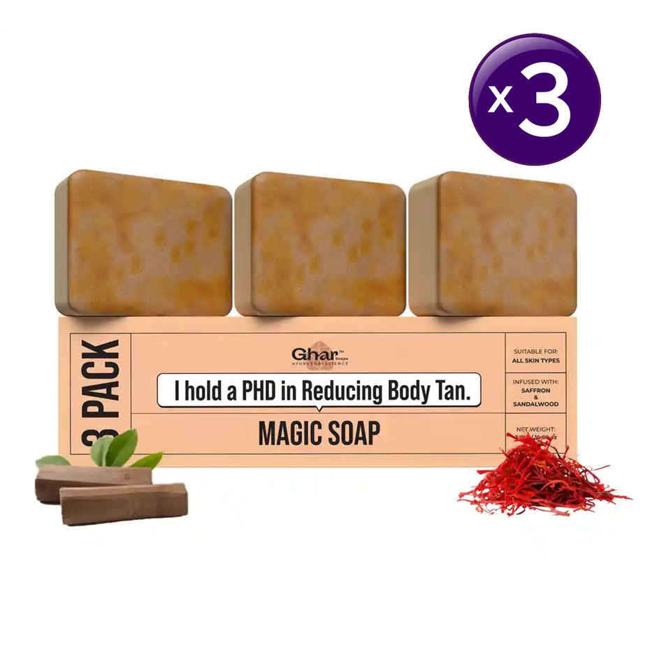 Ghar Soaps Sandalwood & Saffron Magic Brightening Soap Combo