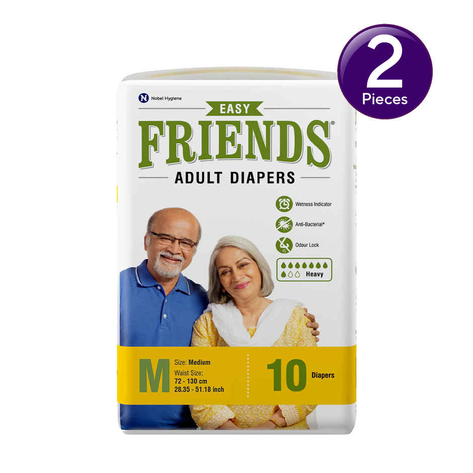 Friends Adult Diaper Tape | Easy Type | M | 28.35 - 51.18 inch Combo