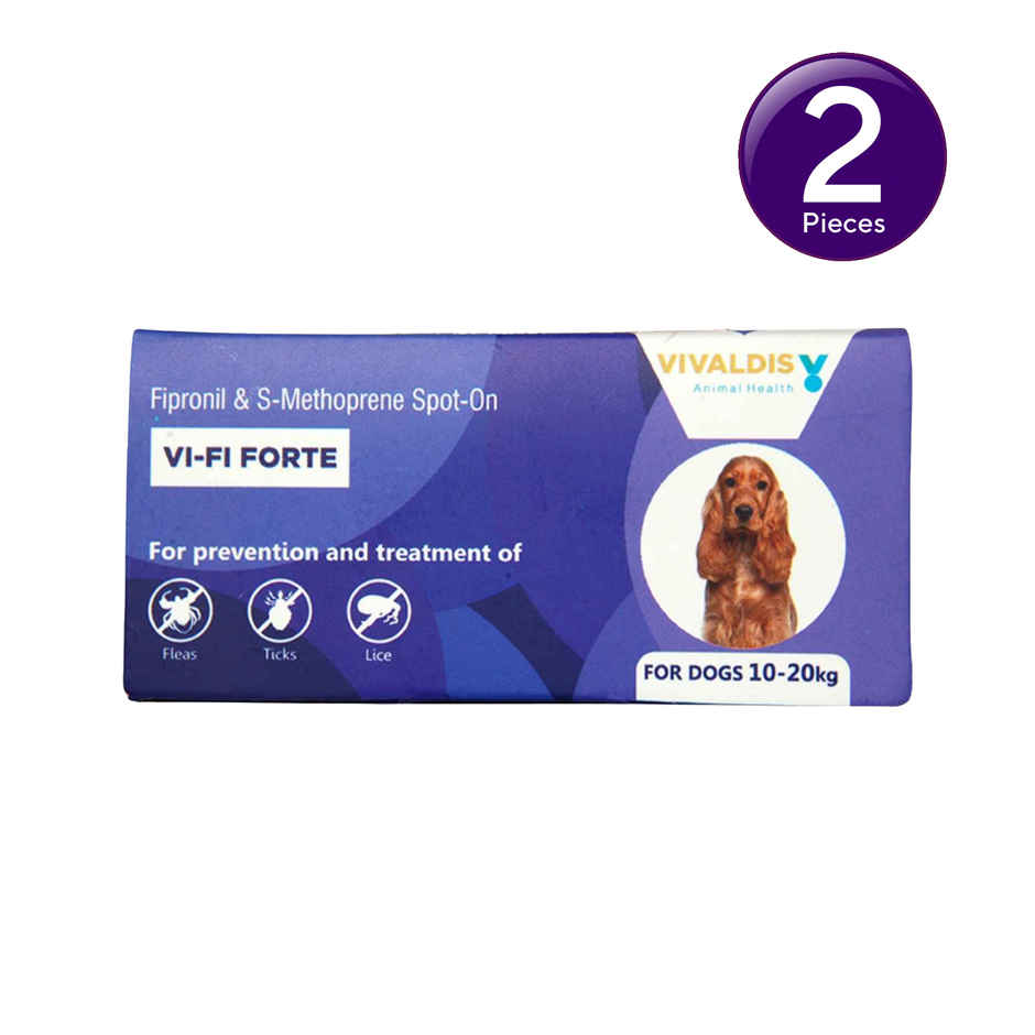 Vivaldis Anti Tick, Flea & Lice Treatment Spot On for Dogs | VI-FI Forte | 10-20 kg Combo 