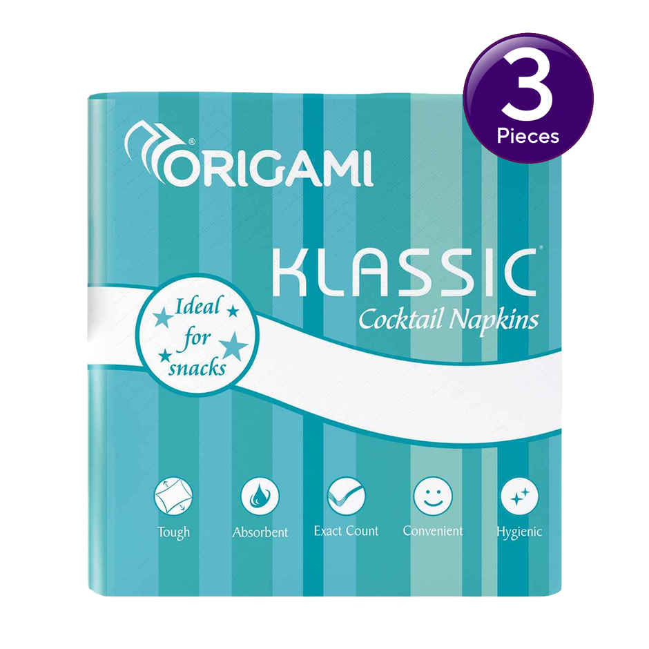 Origami Klassic Cocktail Napkin Tissue Paper, Ideal for Snacks & Parties Pack of 1, 100 Sheets Combo