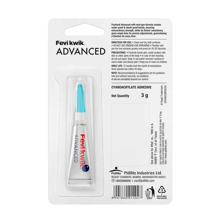 Fevikwik Advanced 3G Instant Glue For Repair | Water-Proof | Shock Proof | Long Lasting Bonds