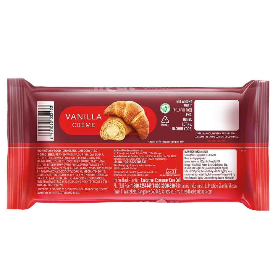 Britannia Treat Croissant | with Vanilla Creme Filling 100% Veg