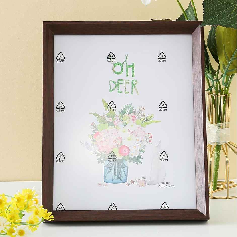 Kuber Industries Photo Frame | Horizontal & Vertical | Crystal Clear Glass | 21.8 x 26.9 cm | Brown