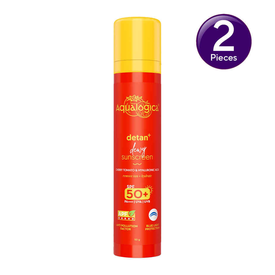 Aqualogica Detan+ Dewy Lightweight Sunscreen Gel SPF 50+ PA++++ for Normal & Dry Skin Combo