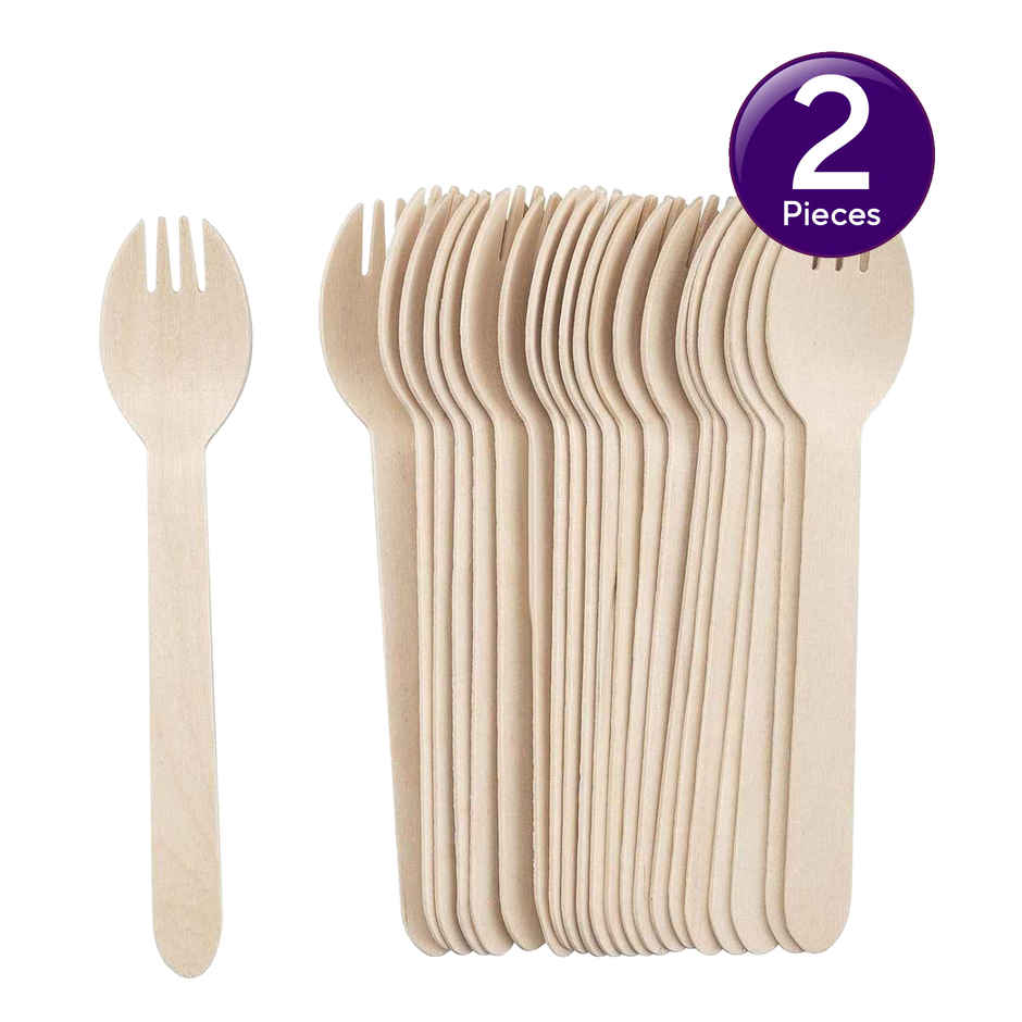 Naturepac Wooden Spork | 160 mm | 25 pcs Combo
