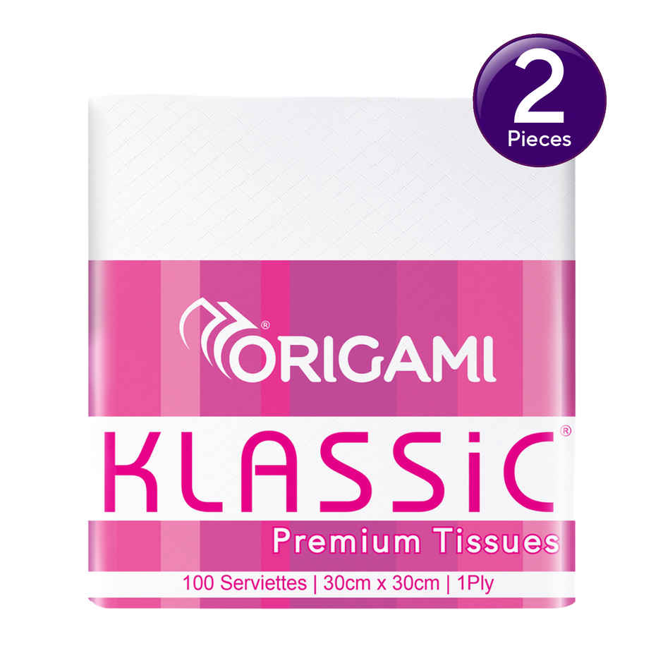 Origami Klassic Premium Tissue Paper Napkins - Soft & Highly Absorbent, 100 Pulls Combo 