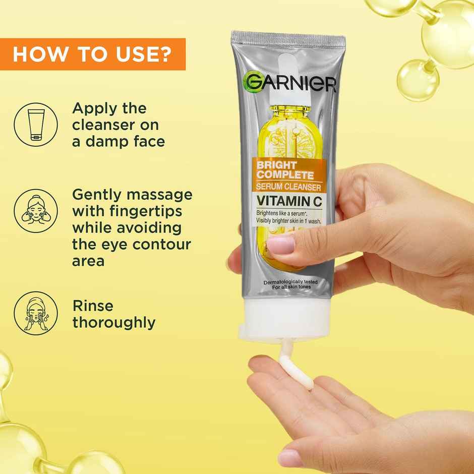 Garnier Bright Complete Serum Cleanser | Vit C Facewash for Visibly Brighter Skin in 1 Wash
