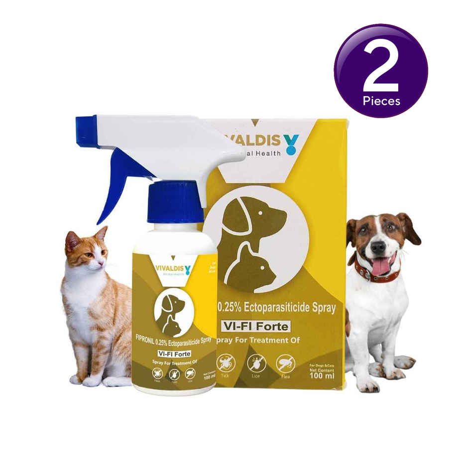 Vivaldis VI-FI Forte-Tick, Flea, Lice Spray for Dogs, Cats, Kitten & Puppies with Fipronil Combo 