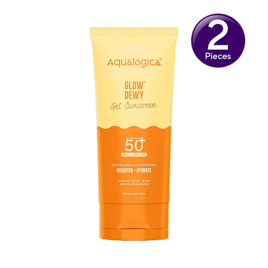 Aqualogica Glow+ Dewy Sunscreen SPF 50+PA++++ with Anti Pollution Factor (APF) | Papaya & Vitamin C Combo