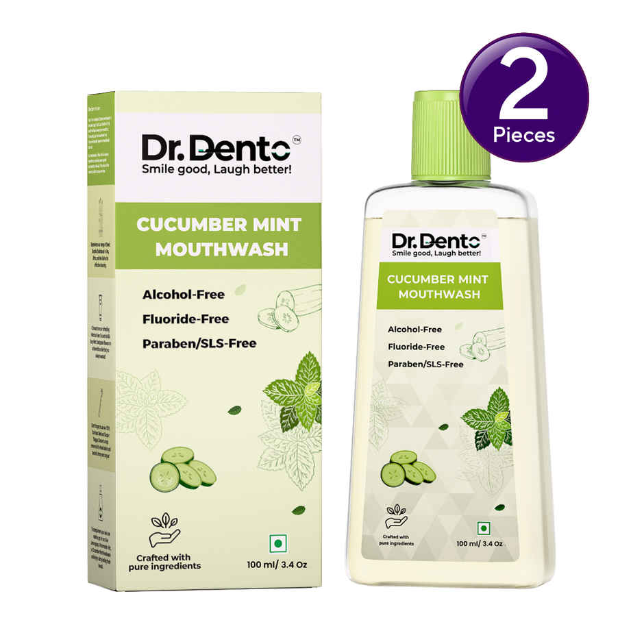 Dr.Dento Alcohol Free Cucumber Mint Mouthwash with Vitamin C & Hyaluronic Acid For Fresh Breath Combo