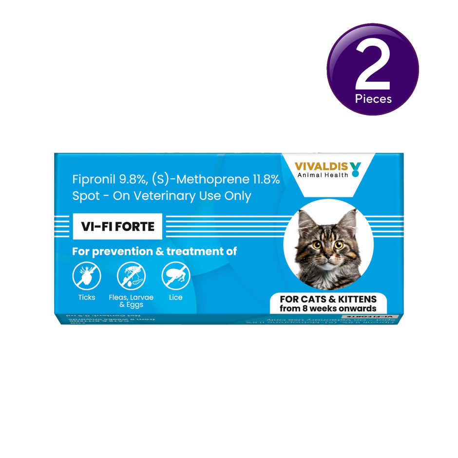 Vivaldis Spot On for Cats, Kittens- Fipronil Tick, Flea, Lice Control | Monthly Preventive Treatment Combo 