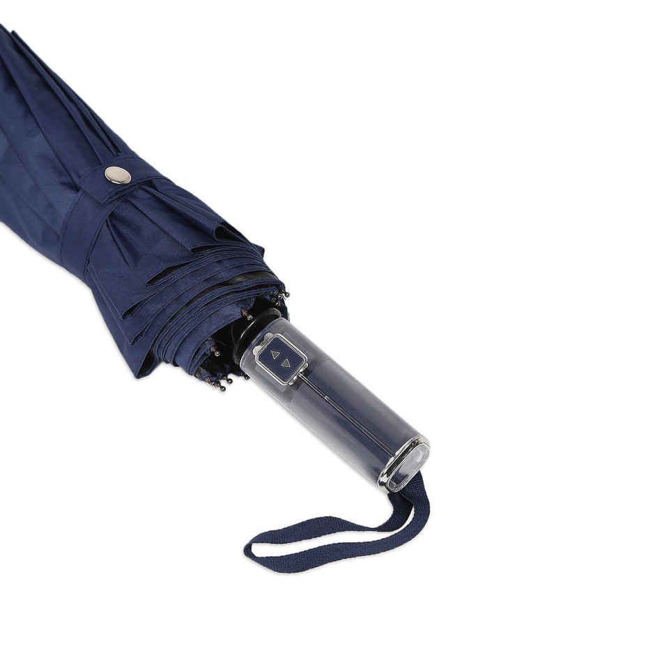 Citizen 3 Fold 23.5 Inch Navy Blue Auto Open Close Umbrella with Glass Handle