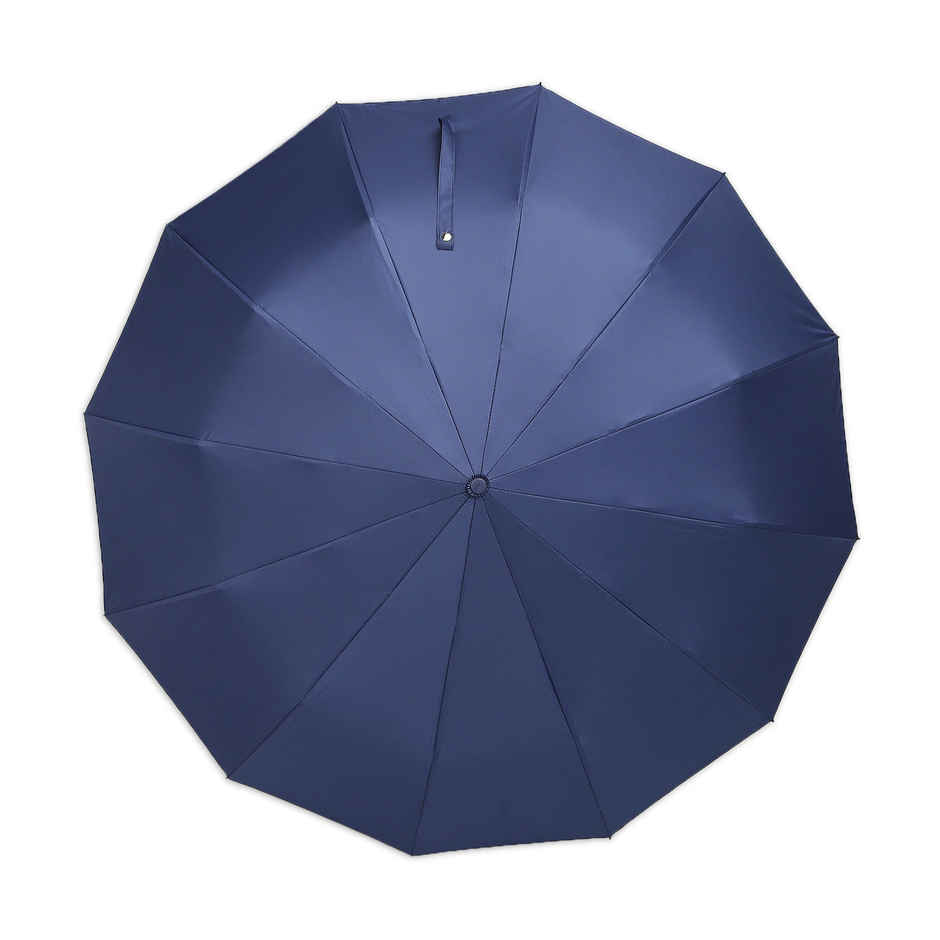 Citizen 3 Fold 23.5 Inch Navy Blue Auto Open Close Umbrella with Glass Handle