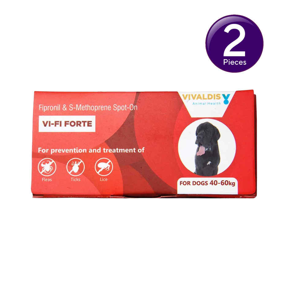 Vivaldis Anti Tick, Flea & Lice Treatment Spot On for Dogs | VI-FI Forte | 40-60 kg Combo 