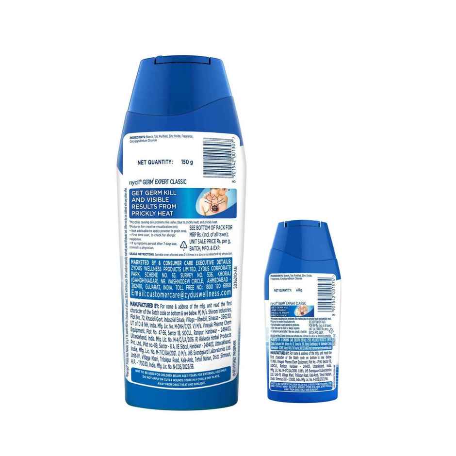 Nycil Germ Expert Prickly Heat Powder - Classic, (Get 60g Free)