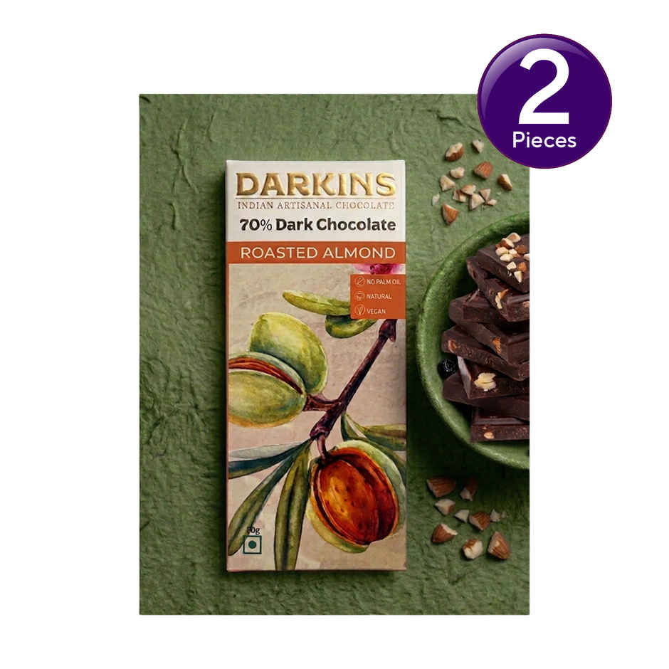 Darkins Indian Artisanal 70% Dark Roasted Almonds Chocolate Combo  