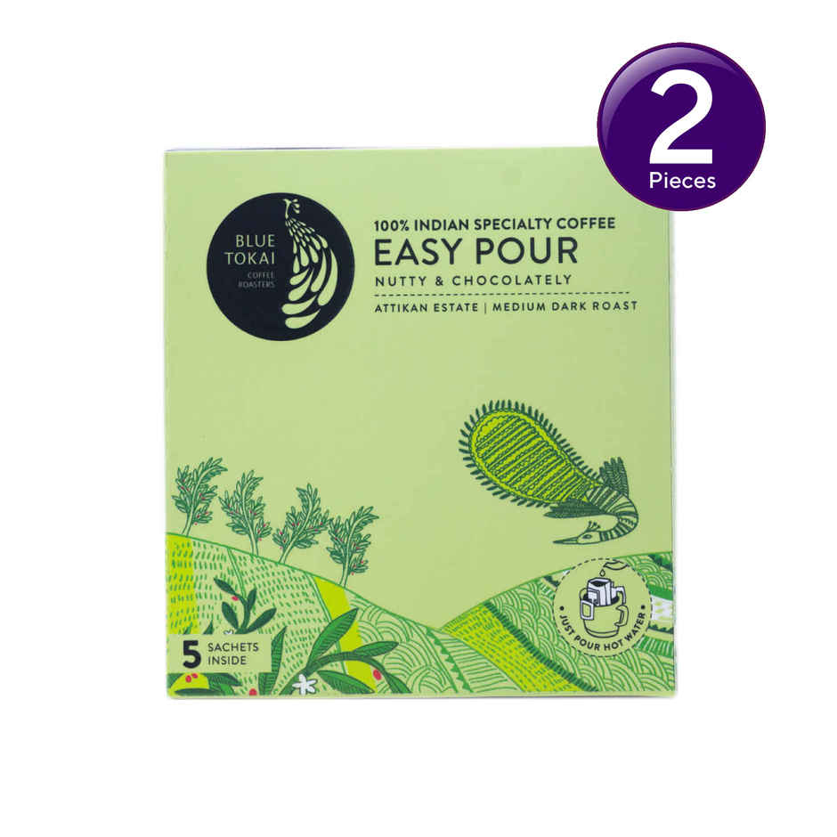 Blue Tokai Easy Pour Attikan Chocolate Medium Roast Hot Brew Coffee Combo