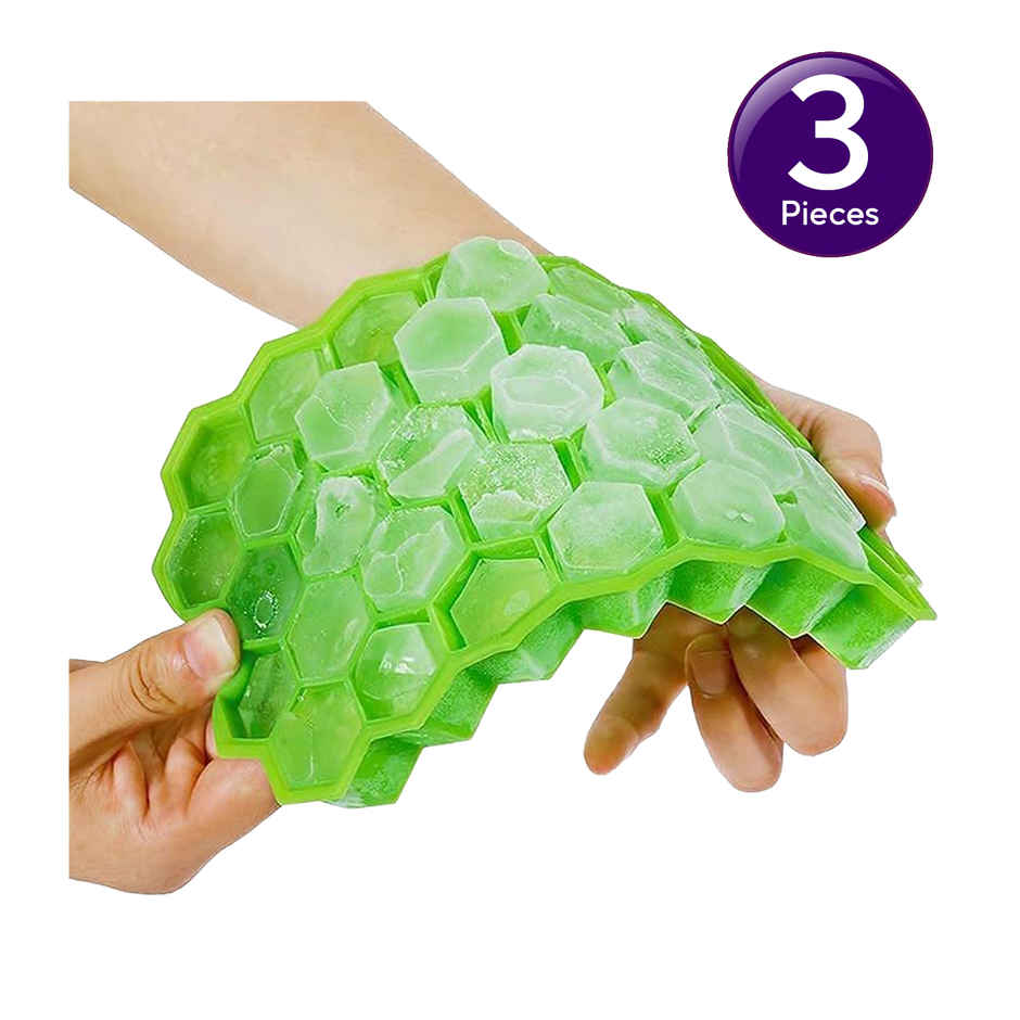Honeycomb Shape 37 Grid Flexible Silicone Ice Cube  Tray Combo