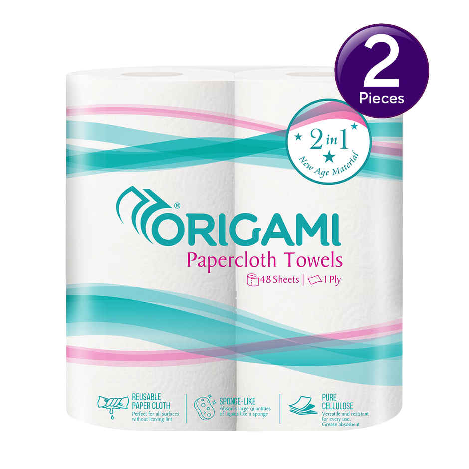 Origami Lucart Reusable Kitchen Towels | 48 Pulls | Pack of 2 Combo  