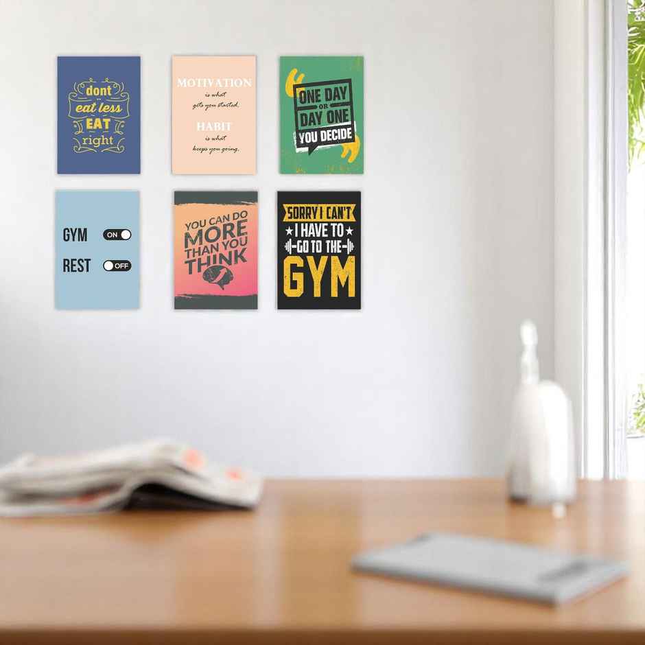 Paper Plane Design Motivational Gym Workout Posters For Wall | Set Of 6 | Size 29 x 21 cm | D9
