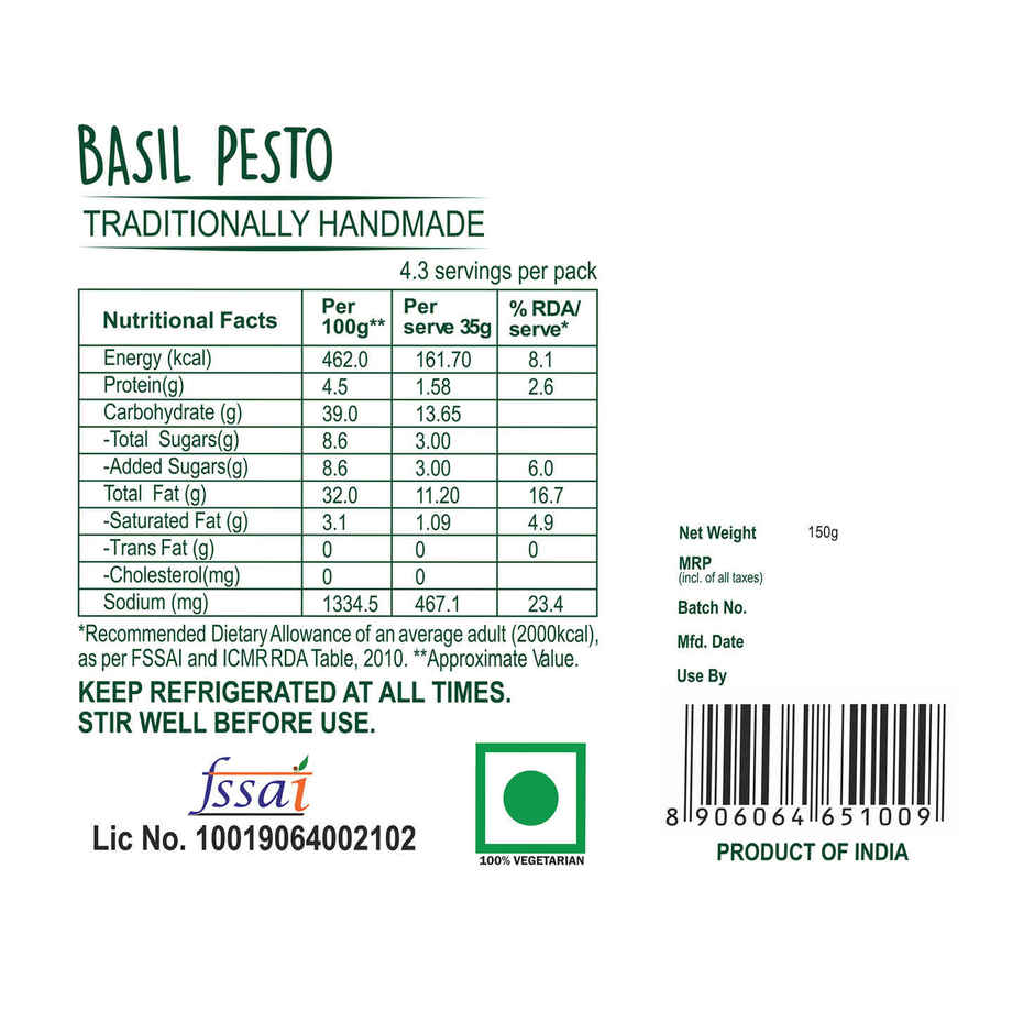Wingreens Farms Basil Pesto | Pesto Sauce | Pesto Dip