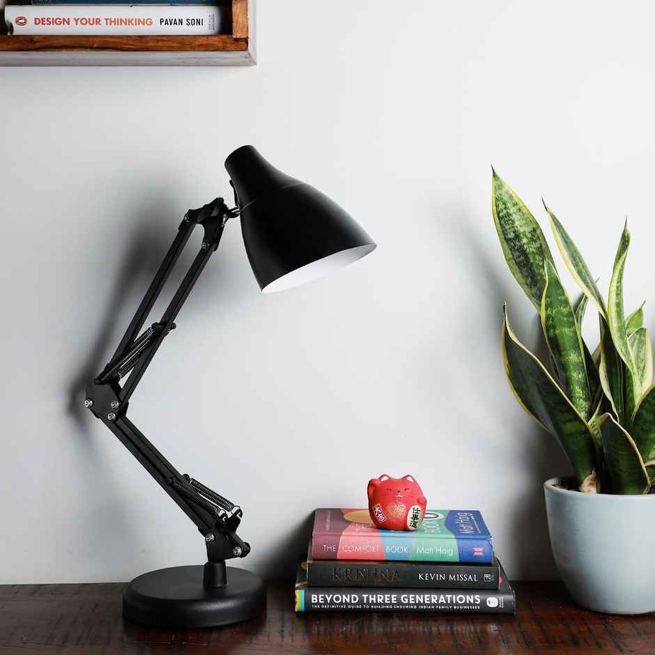 Lexton Black Table Desk Lamp for Studying & Reading | Bulb Not Included Pack-1 Plastic