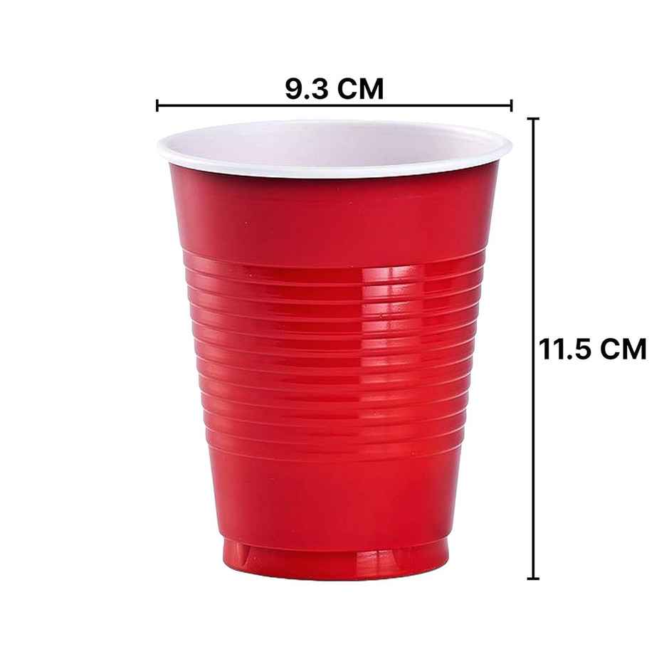 URGO 480 ml Premium Party Cups | Pack of 10 | Red Disposable Glass