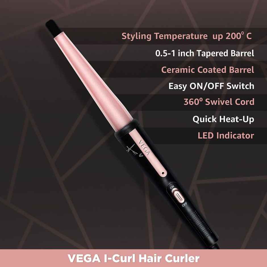 Vega I-Curl Hair Curler for Women with 13mm-25mm Barrel, Quick Heatup Technology, (VHCH-05)