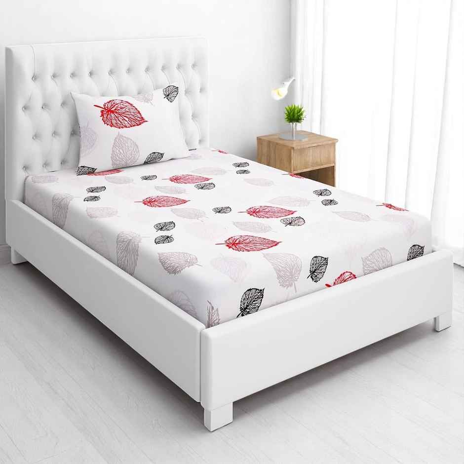 BAY6 100% Cotton 144 TC Single Bedsheet - 90 x 60 Inch, Botanical Print