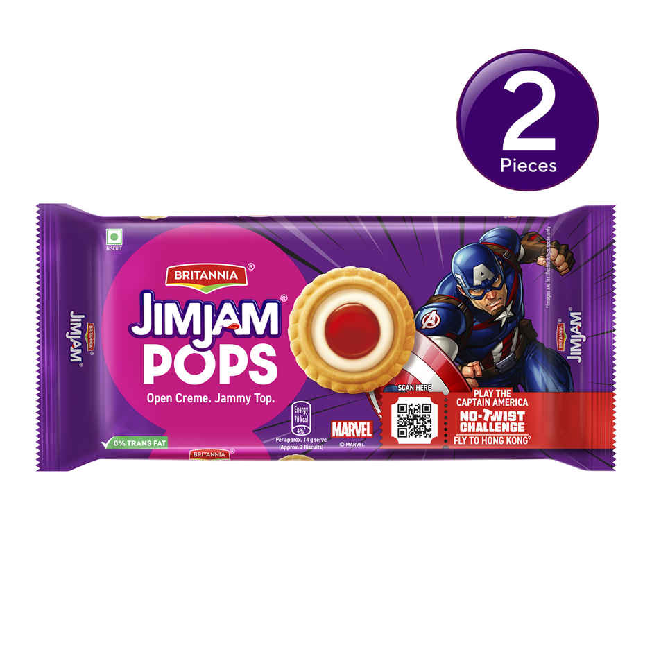 Britannia Jimjam Pops, Crunchy Cookie Vanilla Cream Biscuits Combo
