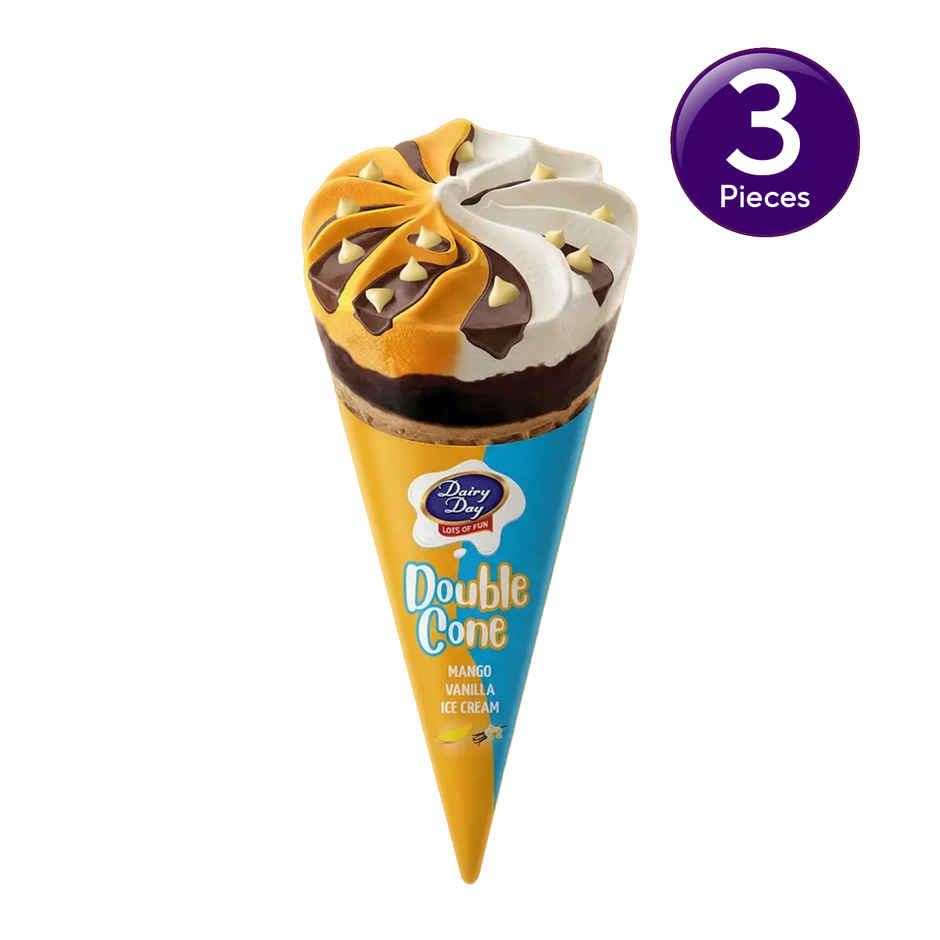 Dairy Day Double Cone Vanilla & Mango Ice Cream Cone Combo 
