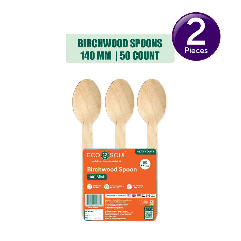 ECO SOUL 140mm | 50 Count | Disposable Spoon Combo