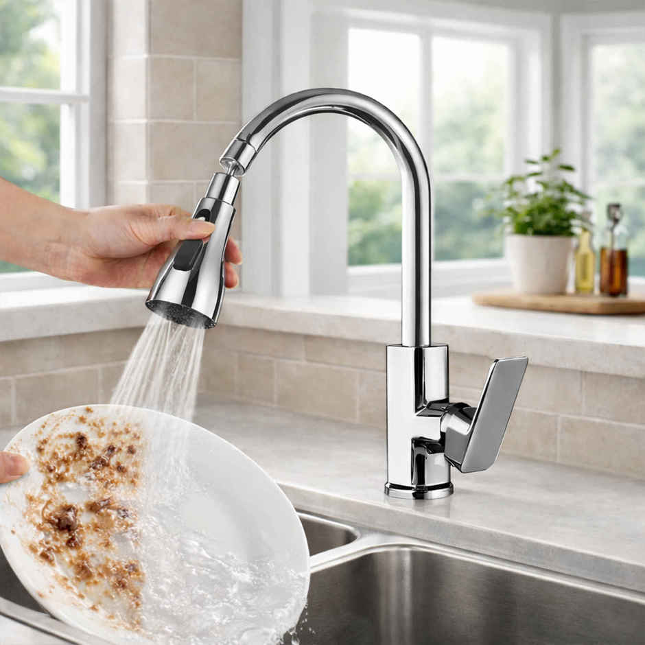 Daluci Kitchen Faucet Extender | Chrome 3-Mode Rotating Tap Nozzle Spray Head, Water Saver