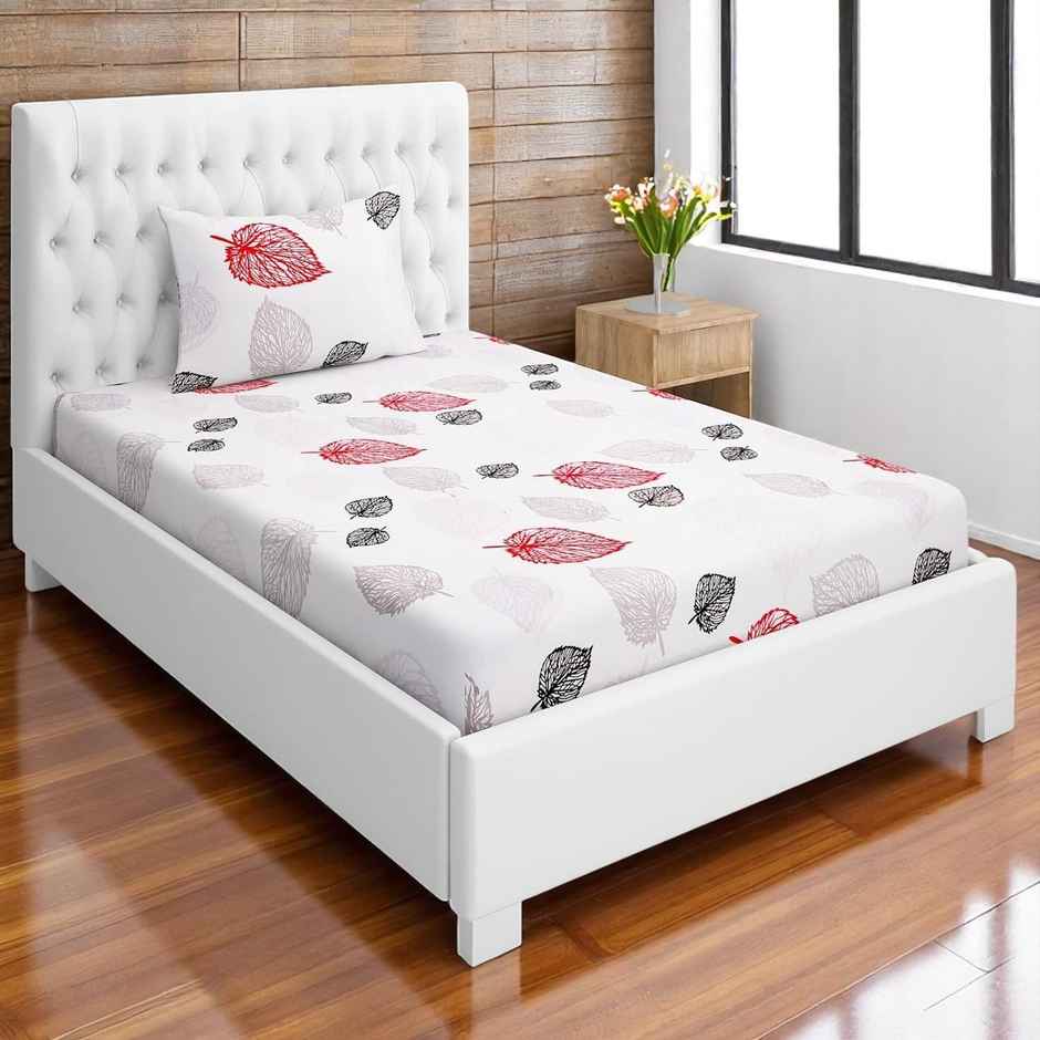 BAY6 100% Cotton 144 TC Single Bedsheet - 90 x 60 Inch, Botanical Print