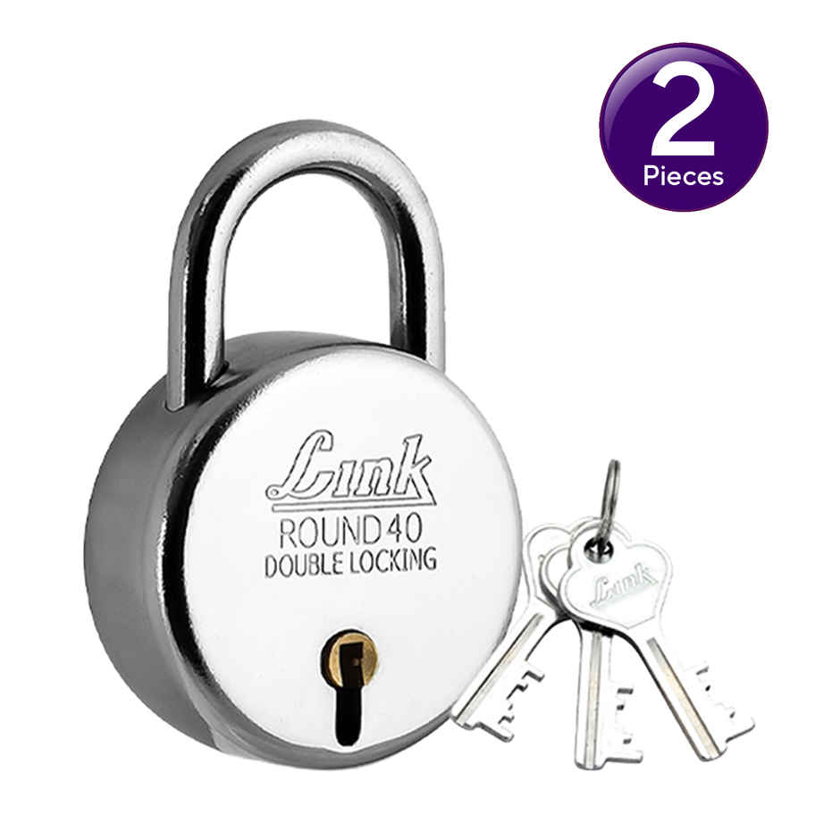 Link New Round Stainless Steel 40 mm Padlock with 3 Keys Combo
